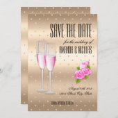 Goud roze elegante champagne Save The Date Huwelij Kaart (Voorkant / Achterkant)