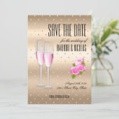 Goud roze elegante champagne Save The Date Trouwda Kaart (Staand voorkant)