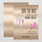 Goud roze elegante champagne Save The Date Trouwda Kaart (Voorkant / Achterkant)