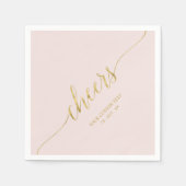 Goud & Roze Elegante Stijlvolle Lettering Proost S Servet (Voorkant)