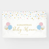 Goud, roze en blauw Baby shower onthullen banner (Horizontaal)