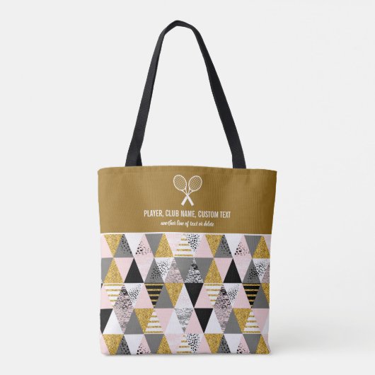 Goud roze Geometrische afdrukeenheden Aangepaste t Tote Bag (Achterkant)