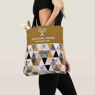 Goud roze Geometrische afdrukeenheden Aangepaste t Tote Bag