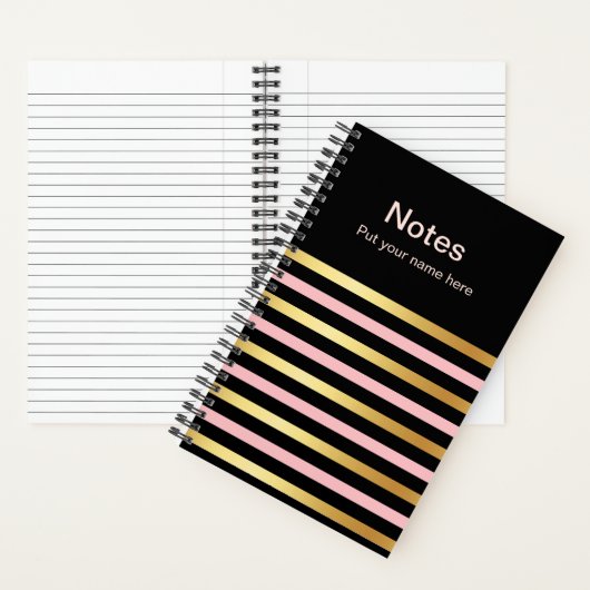 Goud & Roze Gestreepte Notities Journal Aangepaste Notitieboek (Binnen)