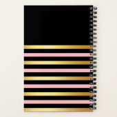 Goud & Roze Gestreepte Notities Journal Aangepaste Notitieboek (Achterkant)