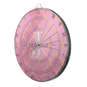 Goud & Roze Girly Glitter Monogram Script Dartbord (Voorkant Rechts)
