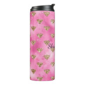 Goud Roze Glam Glitter Diamanten Jewel Thermosbeker (Gedraaid links)