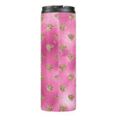 Goud Roze Glam Glitter Diamanten Jewel Thermosbeker (Achterkant)