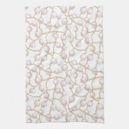 Goud Roze Glam Parels Bruidsmeisjesfeest Theedoek (Verticaal)