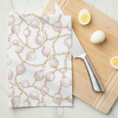 Goud Roze Glam Parels Bruiloft Feest Theedoek (Quarter Fold)