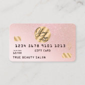 Goud Roze Glitter Credit Logo Cadeaubon Visitekaartje (Voorkant)