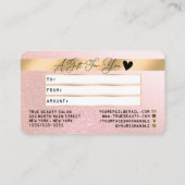 Goud Roze Glitter Credit Logo Cadeaubon Visitekaartje (Achterkant)