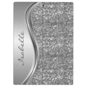 Goud Roze Glitter Glam Bling Persoonlijk Monogram Klembord (Achterkant)
