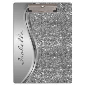 Goud Roze Glitter Glam Bling Persoonlijk Monogram Klembord (Voorkant)