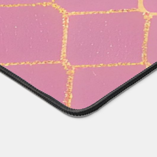 Goud & Roze Glitter Monogram Script Bureaumat (Hoek)