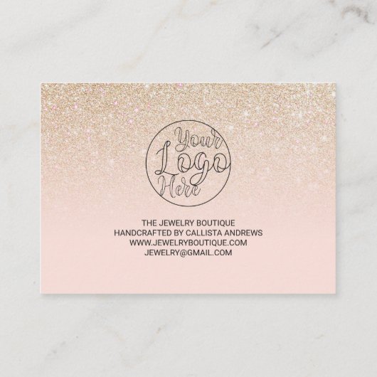 Goud Roze Glitter Ombre Klant Bedankt Visitekaartje (Achterkant)