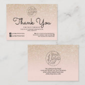 Goud Roze Glitter Ombre Klant Bedankt Visitekaartje (Voorkant / Achterkant)