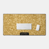 Goud roze glitter textuur en fonkels, monogram bureaumat (Keyboard & Muis)