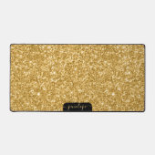 Goud roze glitter textuur en fonkels, monogram bureaumat (Voorkant)