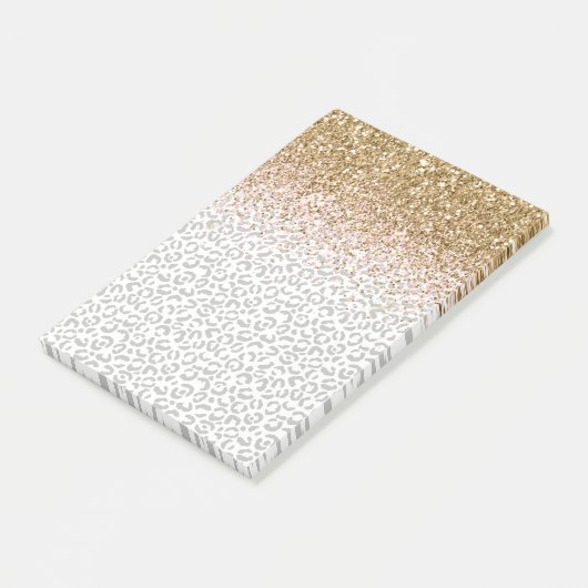 Goud Roze Glitter Zwart Luipaard Print Post-it® Notes (Schuin)