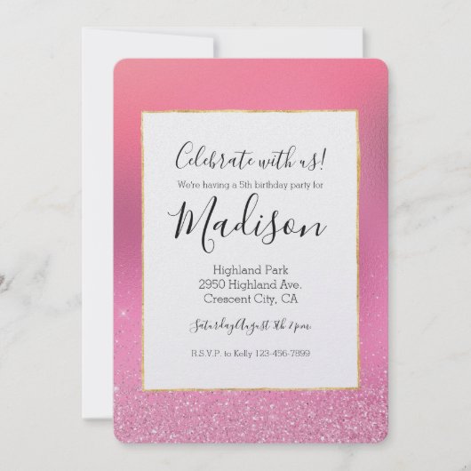 Goud Roze Glitz Kaart (Voorkant)