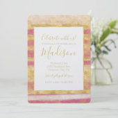 Goud Roze Glitz Strepen Kaart (Staand voorkant)