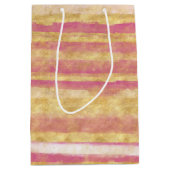 Goud Roze Glitz Strepen Medium Cadeauzakje (Voorkant)