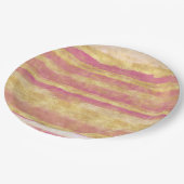 Goud Roze Glitz Strepen Papieren Bordje (Gekanteld)