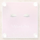 Goud Roze Glitzy Ogen Glazen Onderzetter (Achterkant)