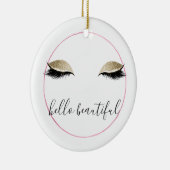 Goud Roze Glitzy Ogen Keramisch Ornament (Rechts)