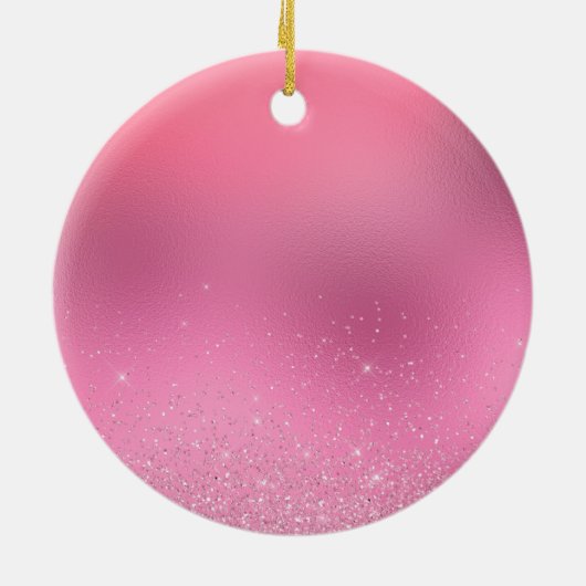 Goud Roze Glitzy Ogen Keramisch Ornament (Achterkant)