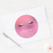 Goud Roze Glitzy Ogen Ronde Sticker (Envelop)