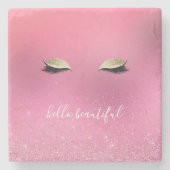 Goud Roze Glitzy Ogen Stenen Onderzetter (Voorkant)