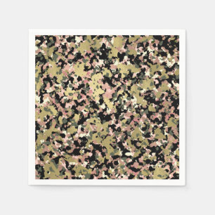Goud Roze Groen Zwart Camouflage Patroon Feest Servet