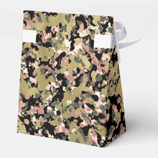 Goud Roze Groen Zwart Camouflage Verjaardagsfeest Bedankdoosjes (Achterkant)