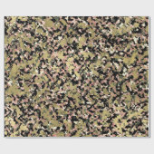 Goud Roze Groen Zwart Camouflage Verjaardagsfeest Cadeaupapier (Vlak)