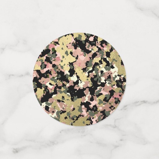 Goud Roze Groen Zwart Camouflage Verjaardagsfeest Confetti (Kleine voorkant)