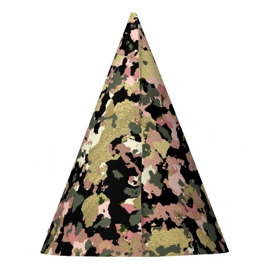 Goud Roze Groen Zwart Camouflage Verjaardagsfeest Feesthoedjes (Achterkant)