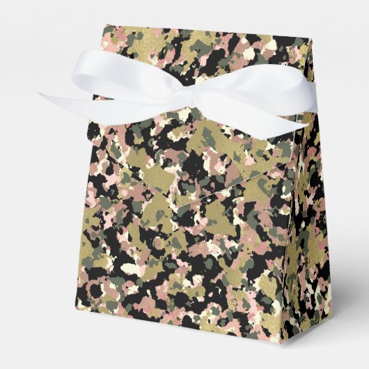 Goud Roze Groen Zwart Camouflage Verjaardagsfeestj Bedankdoosjes (Voorkant Zijde)