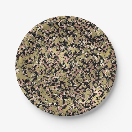 Goud Roze Groen Zwart Camouflage Verjaardagsfeestj Papieren Bordje (Voorkant)