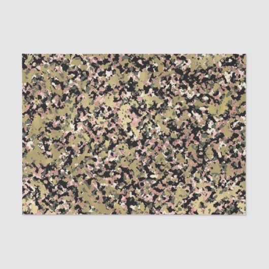 Goud Roze Groen Zwart Camouflage Verjaardagsfeestj Tissuepapier (Voorkant)
