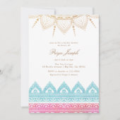 Goud Roze Indische Henna Vrijgezellenfeest Kaart (Voorkant)