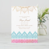 Goud Roze Indische Henna Vrijgezellenfeest Kaart (Staand voorkant)