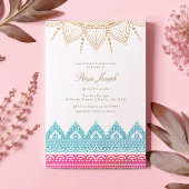 Goud Roze Indische Henna Vrijgezellenfeest Kaart