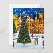 Goud Roze Kerst Winter Schaatsen  Feestdagenkaart (Voorkant / Achterkant)