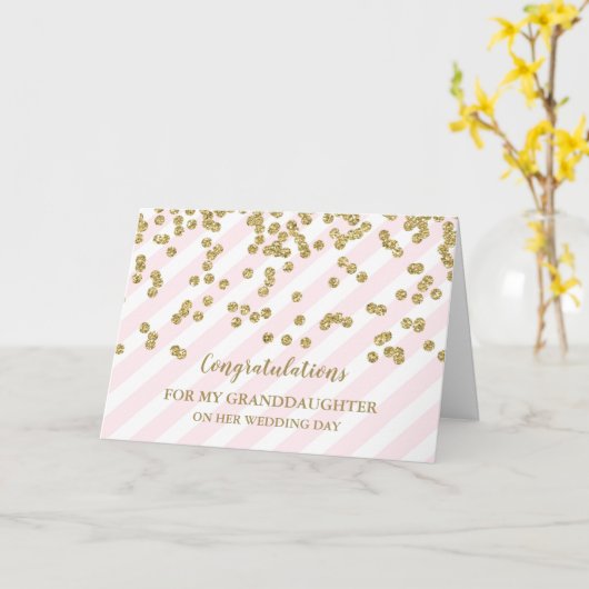 Goud Roze Kleindochter Trouwdag Kaart (Gele Bloem)