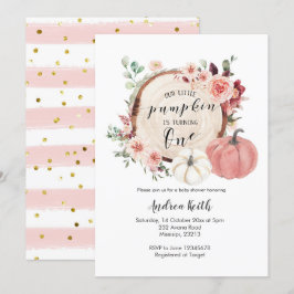 Goud Roze kleine pompoen wordt één uitnodiging