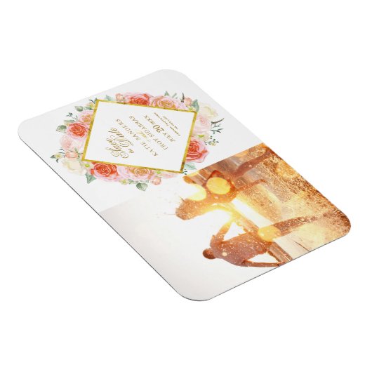 Goud, Roze, Koraal en Perzik sparen het Briefkaart Magneet (Rechterzijde)