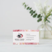 Goud Roze Marmeren Huis Schoonmaak meid service Visitekaartje (Staand voorkant)