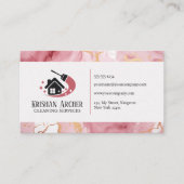 Goud Roze Marmeren Huis Schoonmaak meid service Visitekaartje (Voorkant)